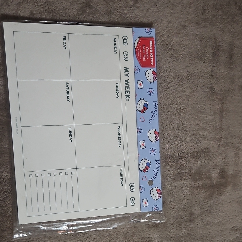 Hello Kitty Weekly Planner Pad - Blue and White